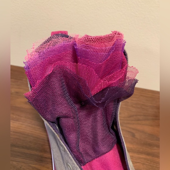 Converse All Star Ruffled Tulle Tongue gray High Top Size 4 - Picture 3 of 11